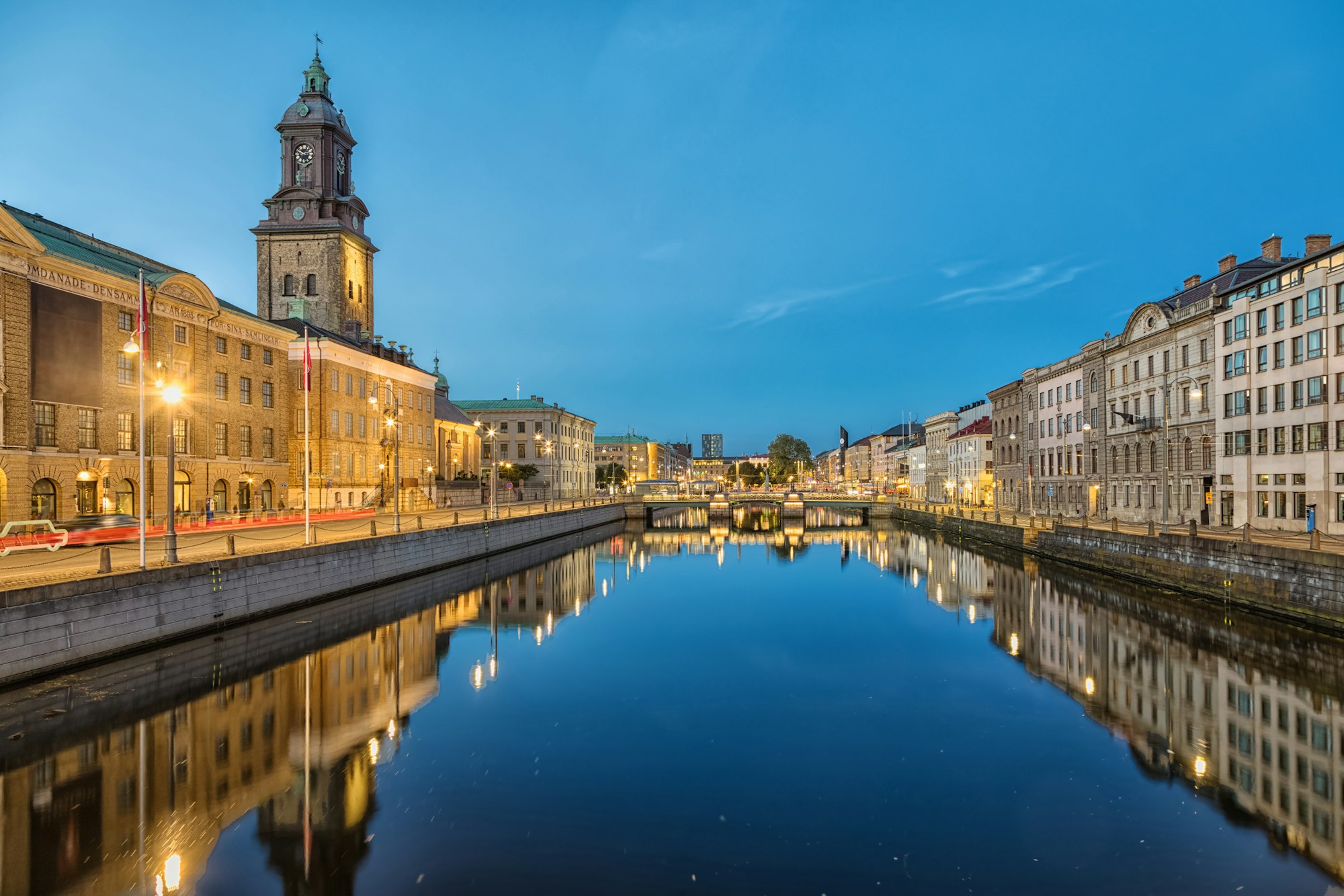 Cityscape of Gothenburg from Big Harbor Canal